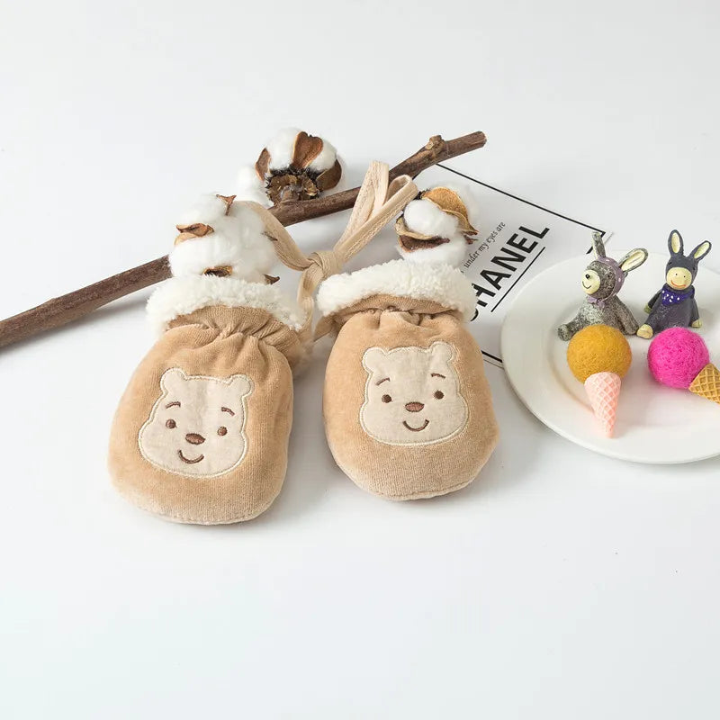 Cartoon baby winter gloves: full finger mittens for infant & toddler hand warmth (0-3Y) - anti-grab, fleece-lined!