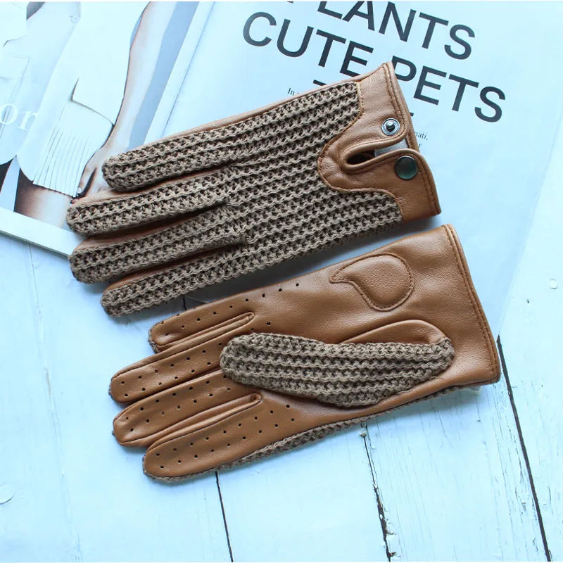 Chic Leather Women's Sheepskin Gloves that are Non-Slip, Touchscreen, Breathable for Driving and Riding excellent gift