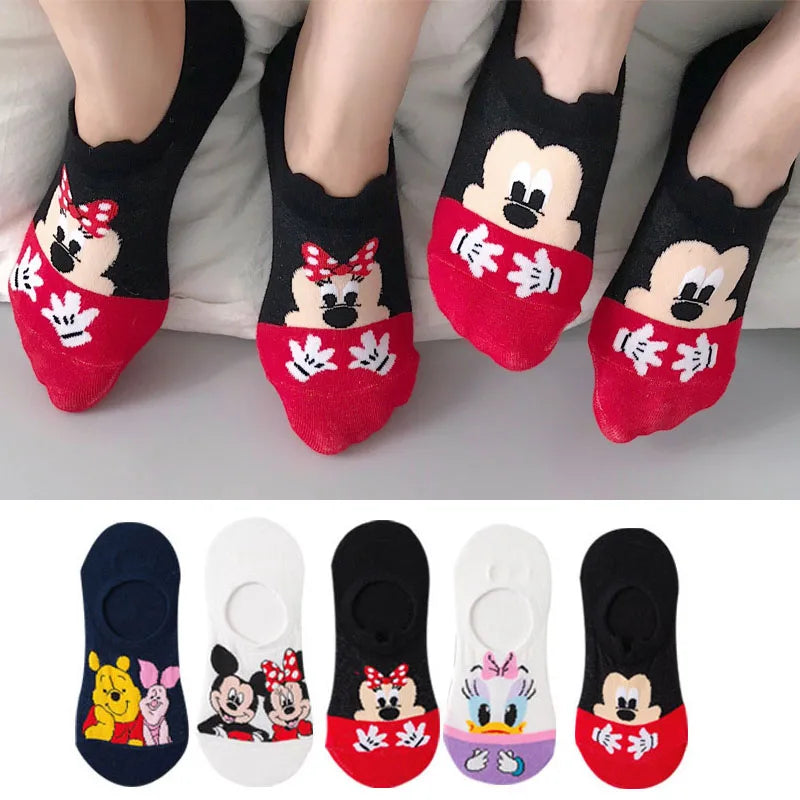 5 pairs Disney luney tunes cartoon socks - cute & casual women's invisible socks (size 34-40)