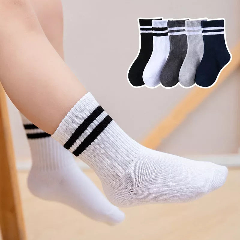 High Elastic Cotton Children Socks for Boys & Girls box of 5 pairs