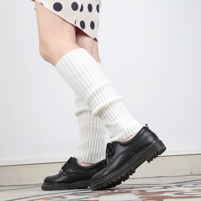 Leg Warmer knit socks with wool blend ball detail for women or girls