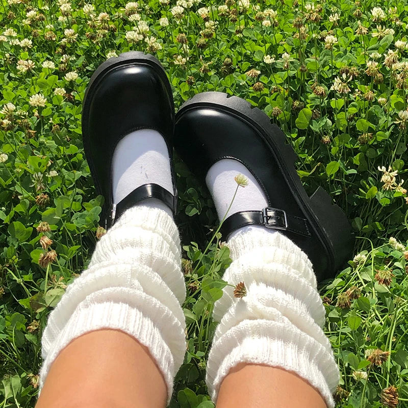 Leg Warmer knit socks with wool blend ball detail for women or girls