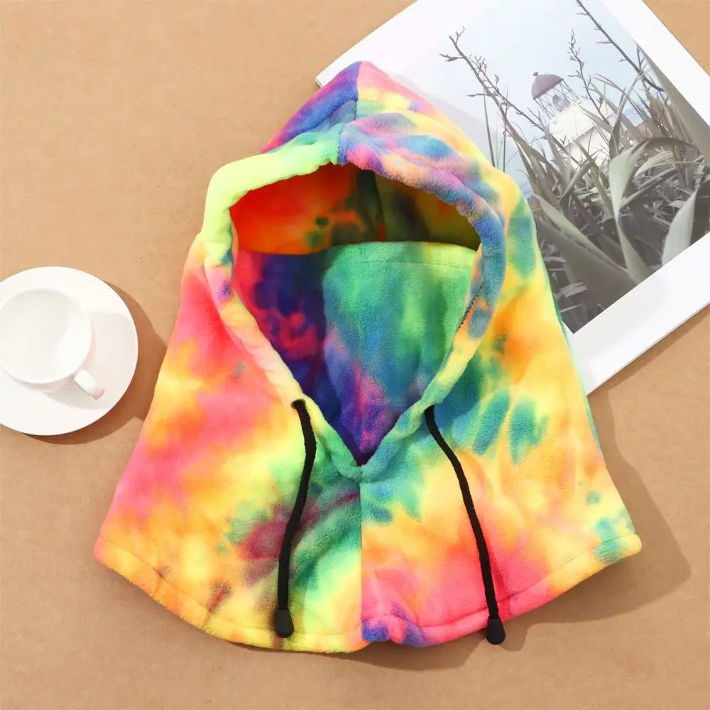 rainbow warmth: for skiing snowing winter cycling thermal scarf, cap, and balaclava set