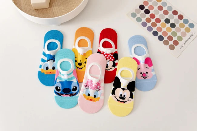 5 pairs Disney luney tunes cartoon socks - cute & casual women's invisible socks (size 34-40)