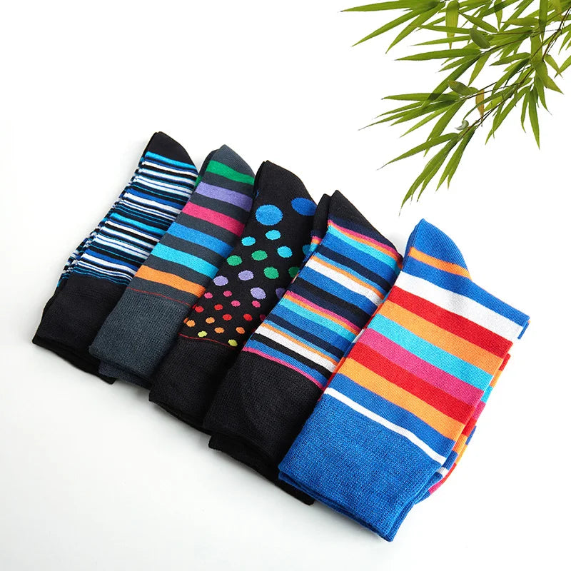 5 Paar bunte, weiche, atmungsaktive Herrensocken aus Bambusmischung