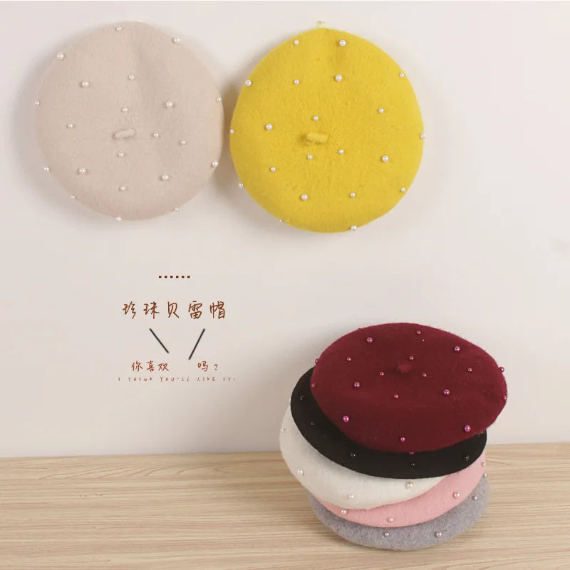 Princess cute lovely pearl baby beret for girls (Kids) - Stylish Beanies for all seasons