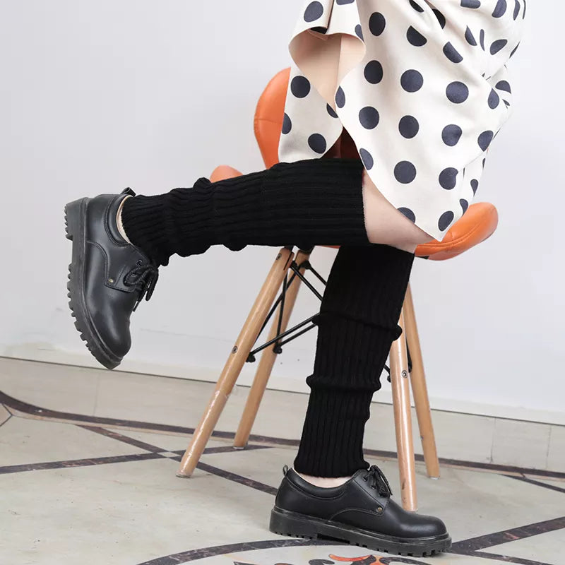 Leg Warmer knit socks with wool blend ball detail for women or girls