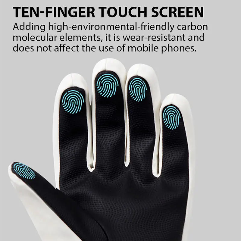 Windproof-waterproof warm fleece touch screen ski gloves