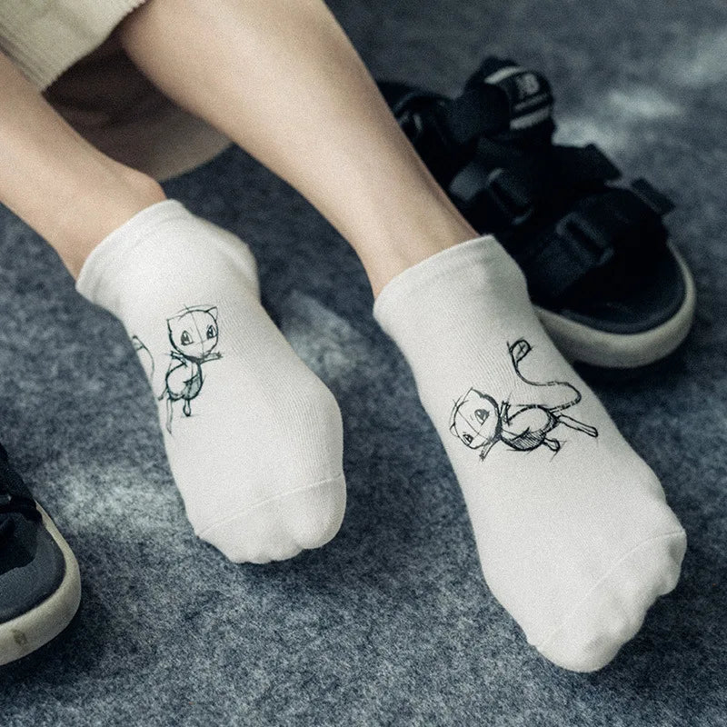 Pokemon 3D Printed ankle Invisible socks cartoon anime Pikachu Style men women kids