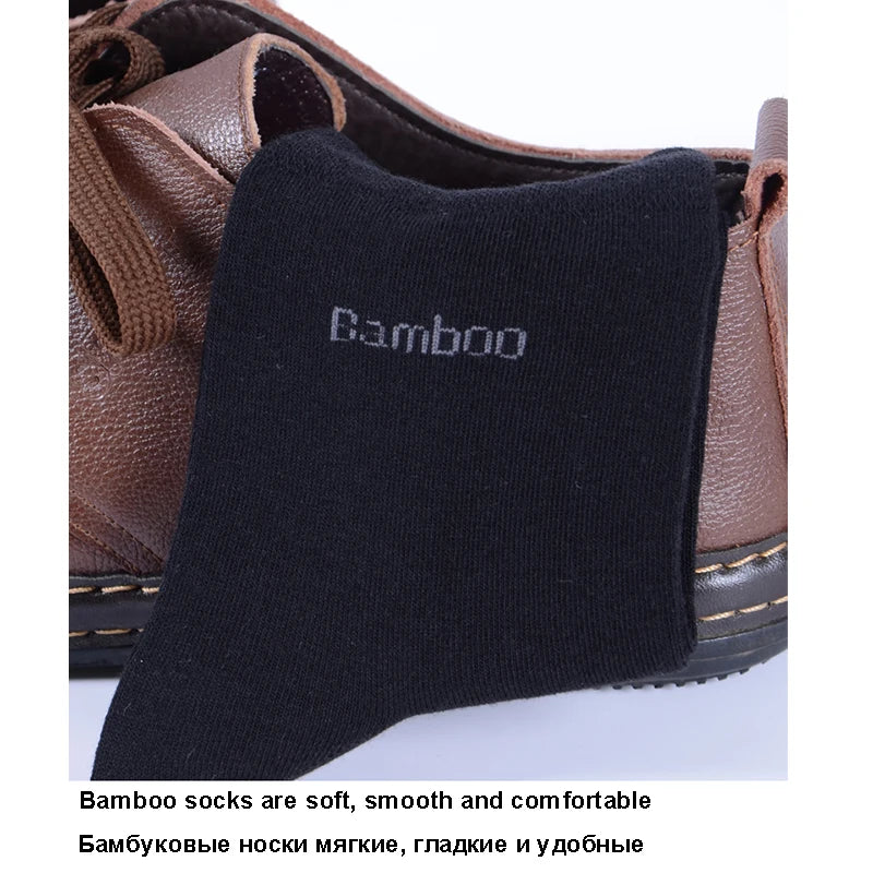 Men's Bamboo Crew Socks, Ideal for Business & Casual Wear, High-Quality 10 pairs per pack