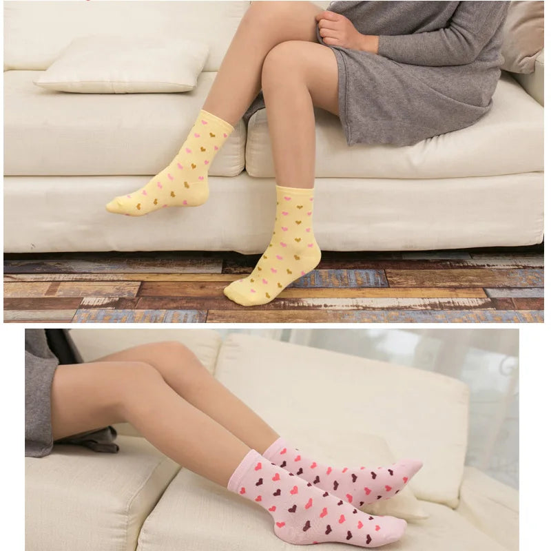 5 Pairs of Cotton Long Socks for Girls and Women for Heartfelt Comfort