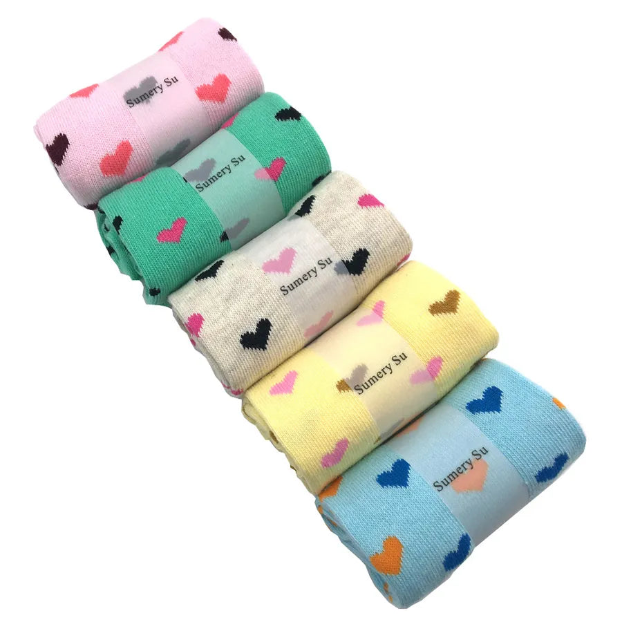 5 Pairs of Cotton Long Socks for Girls and Women for Heartfelt Comfort