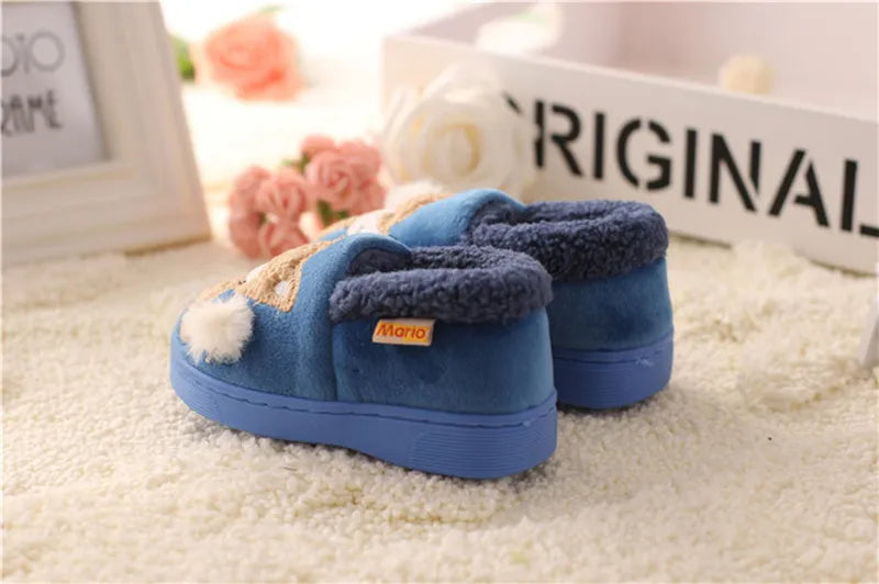 Whimsical warmth with cartoon fox slippers for kids' indoor elegance cozy fuzzy