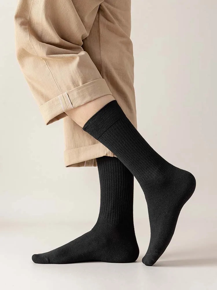 5 Pairs of Men's Thick Cotton Vertical Striped Long Socks business or trendy casual