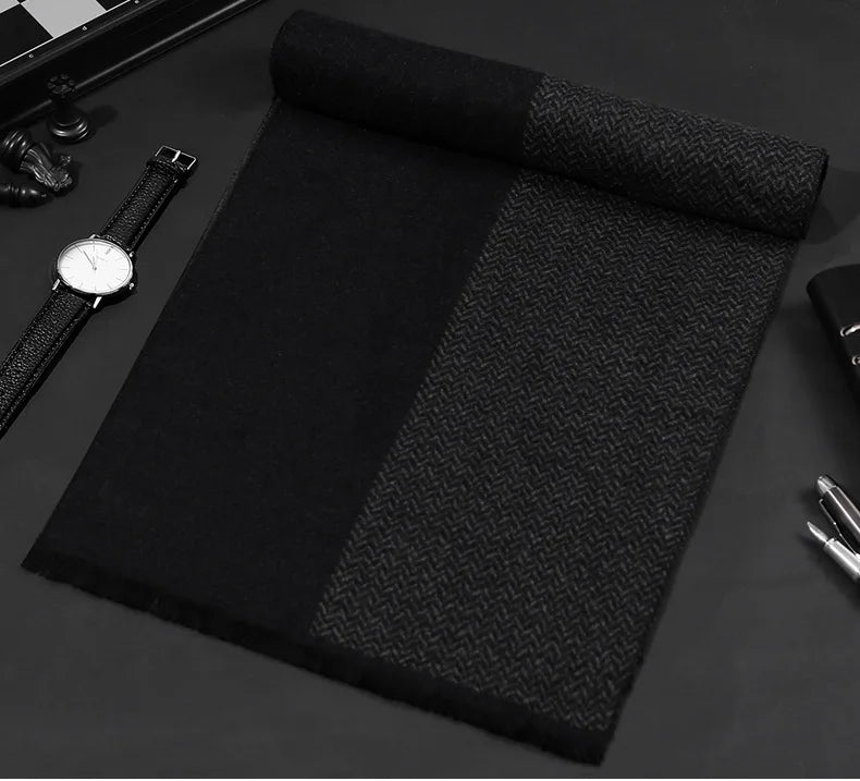 High-Quality Winter classic cashmere feel blend scarf for Men vintage long luxury shawl great gift