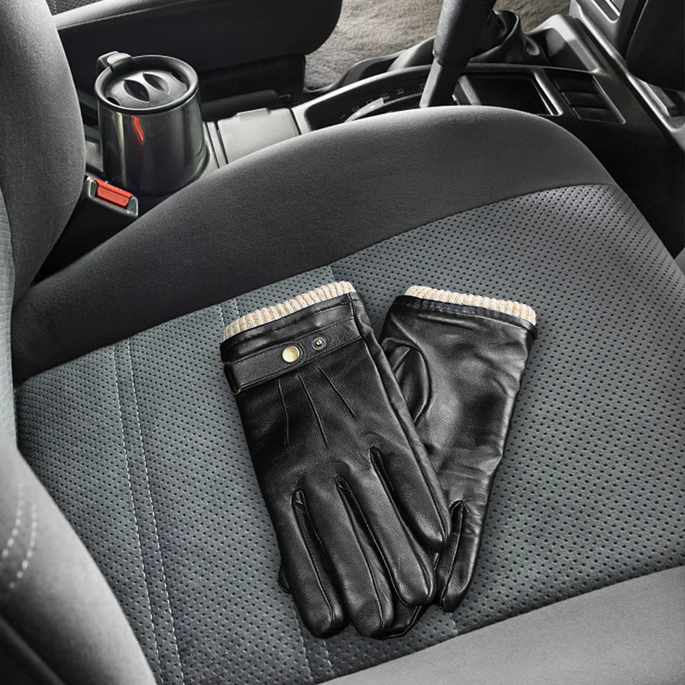 Mens Winter Gloves Nappa Leather Warm Cashmere Touchscreen