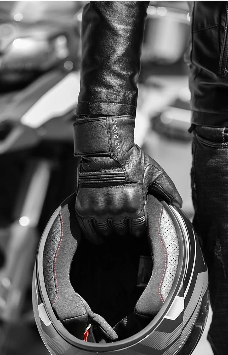 Men or women Premium Leather Waterproof Motorcycle Winter Gloves Unisex Warm Thermal Protection cycling snow skiing
