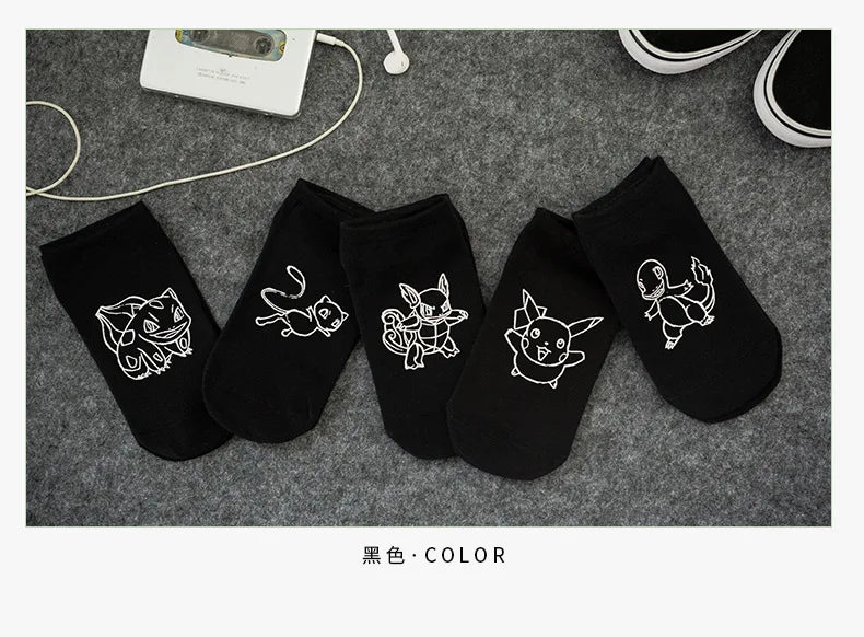 Pokemon 3D Printed ankle Invisible socks cartoon anime Pikachu Style men women kids