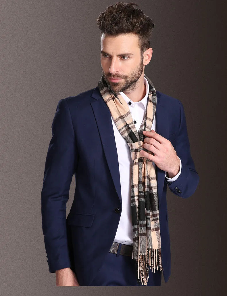 High quality fashion elegant shawl scarves men for extra winter warmth scarf for business cotton wraps