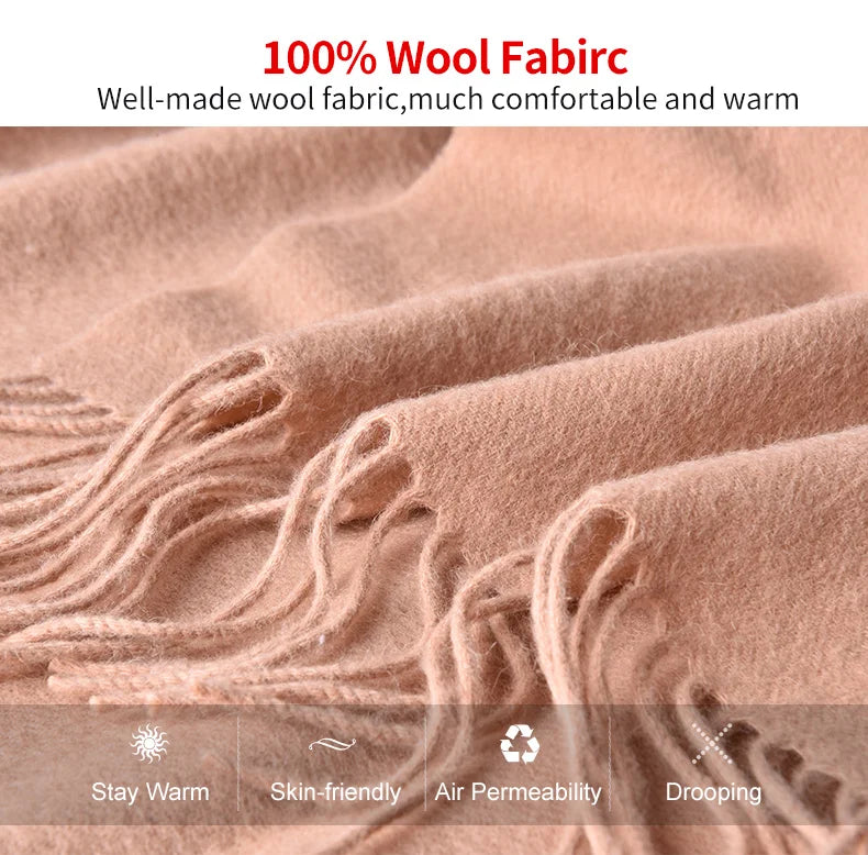 Elegant pure Wool Scarf / Pashmina with Tassels