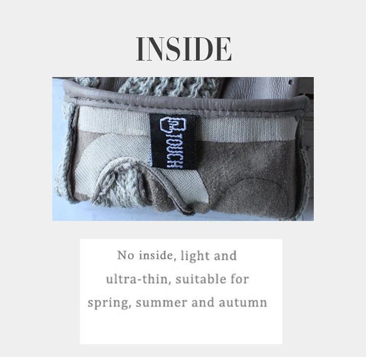 Chic Leather Women's Sheepskin Gloves that are Non-Slip, Touchscreen, Breathable for Driving and Riding excellent gift
