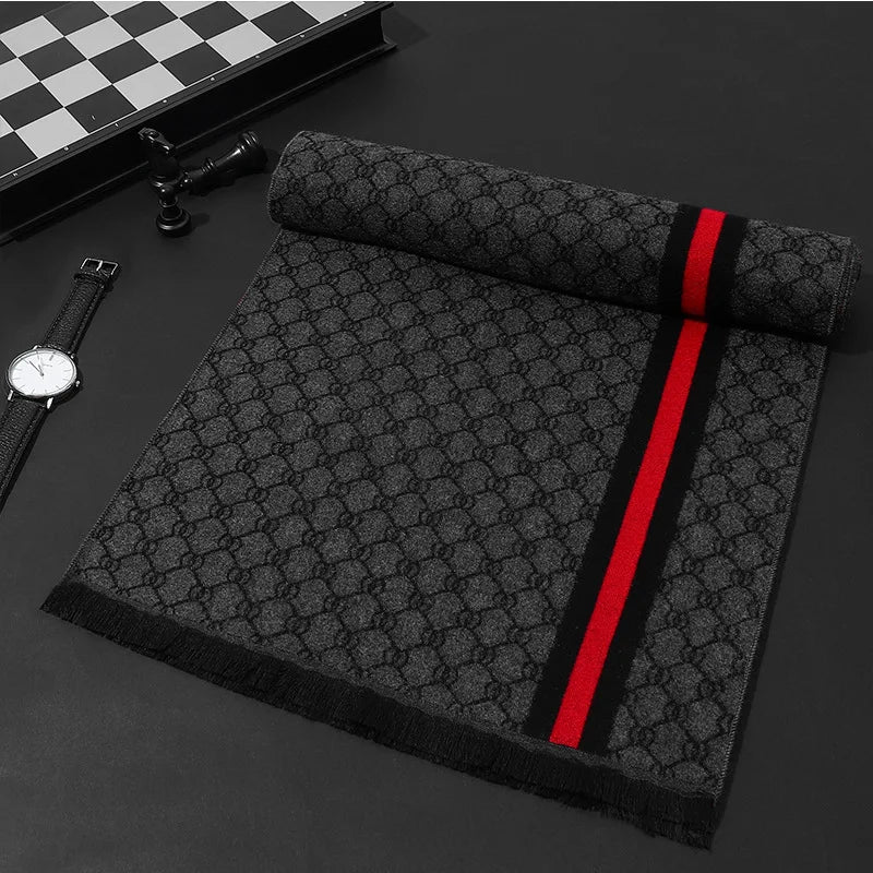 High-Quality Winter classic cashmere feel blend scarf for Men vintage long luxury shawl great gift