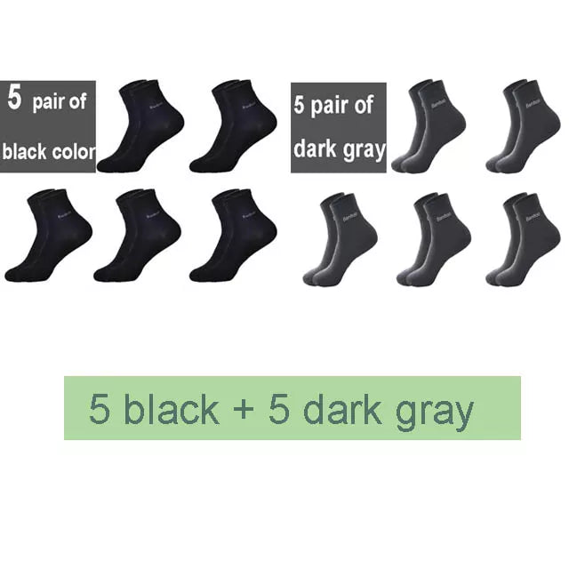 Men's Bamboo Crew Socks, Ideal for Business & Casual Wear, High-Quality 10 pairs per pack