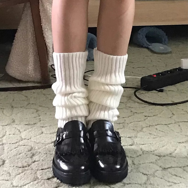Leg Warmer knit socks with wool blend ball detail for women or girls
