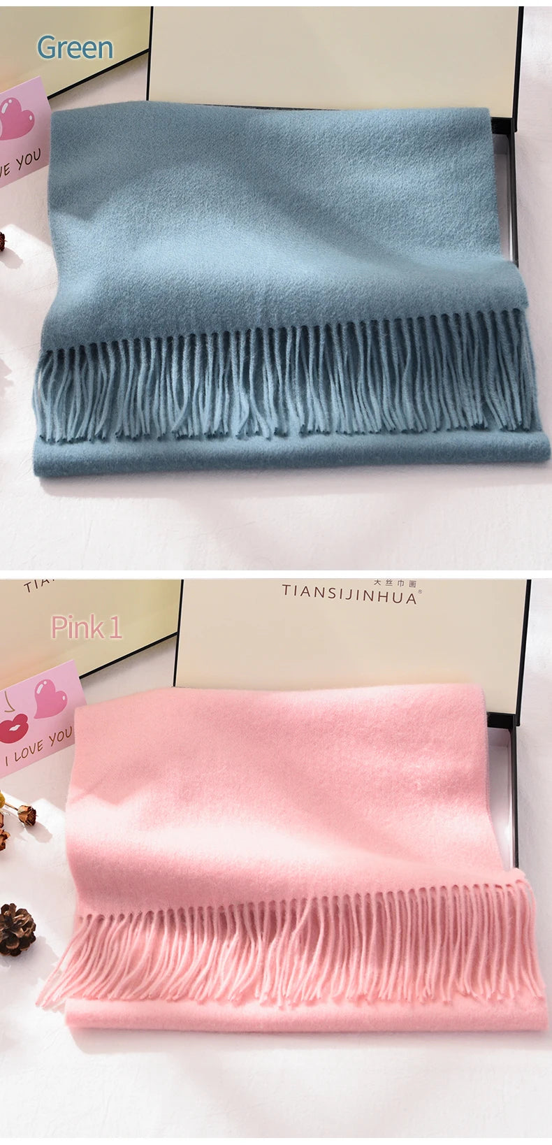 Elegant pure Wool Scarf / Pashmina with Tassels