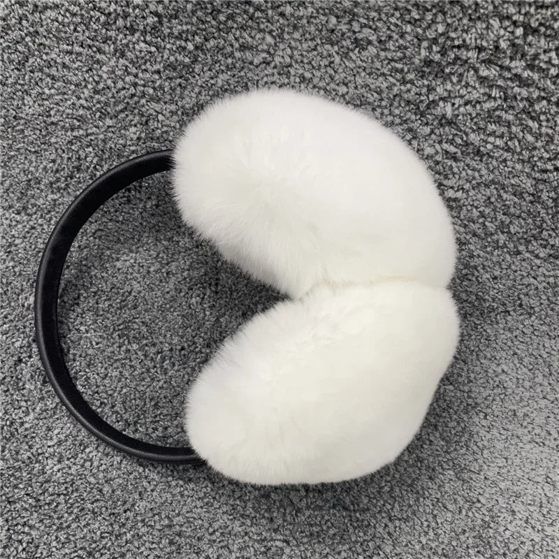 pure luxury with 100% natural rex rabbit fur earmuff women's for winter keep warm ear cover