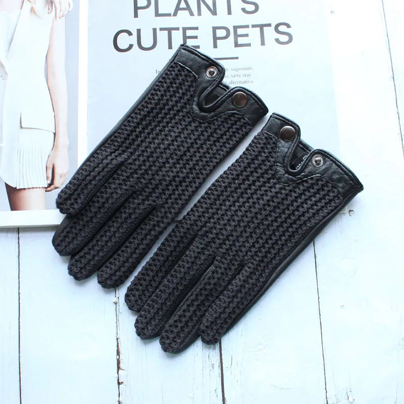 Chic Leather Women's Sheepskin Gloves that are Non-Slip, Touchscreen, Breathable for Driving and Riding excellent gift