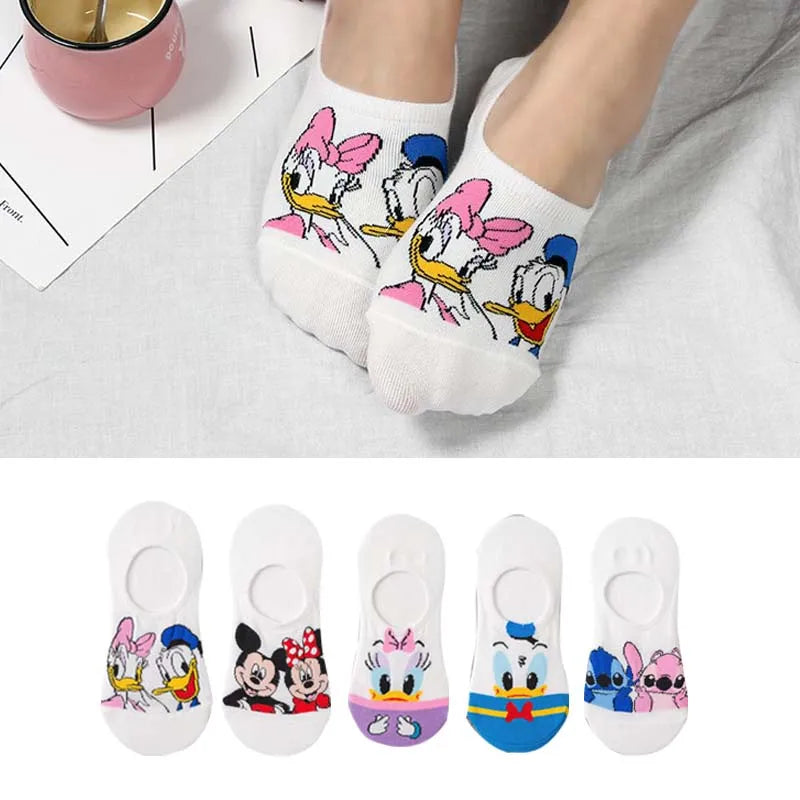 5 pairs Disney luney tunes cartoon socks - cute & casual women's invisible socks (size 34-40)