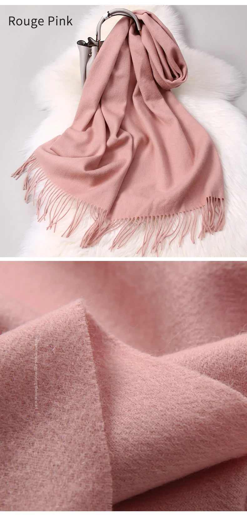 Elegant pure Wool Scarf / Pashmina with Tassels