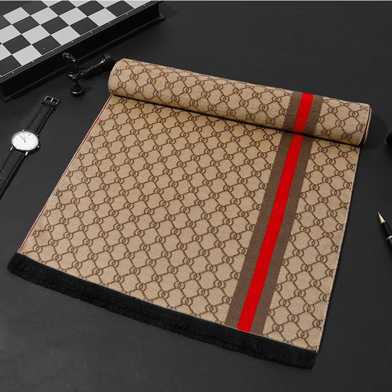 High-Quality Winter classic cashmere feel blend scarf for Men vintage long luxury shawl great gift