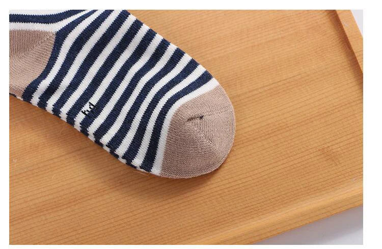 5 pairs girls baby soft cotton socks - warm striped cartoon socks for 0-8 years