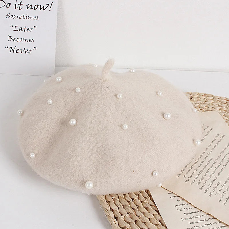 Princess cute lovely pearl baby beret for girls (Kids) - Stylish Beanies for all seasons