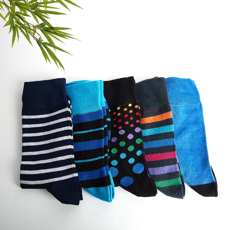 5 Paar bunte, weiche, atmungsaktive Herrensocken aus Bambusmischung