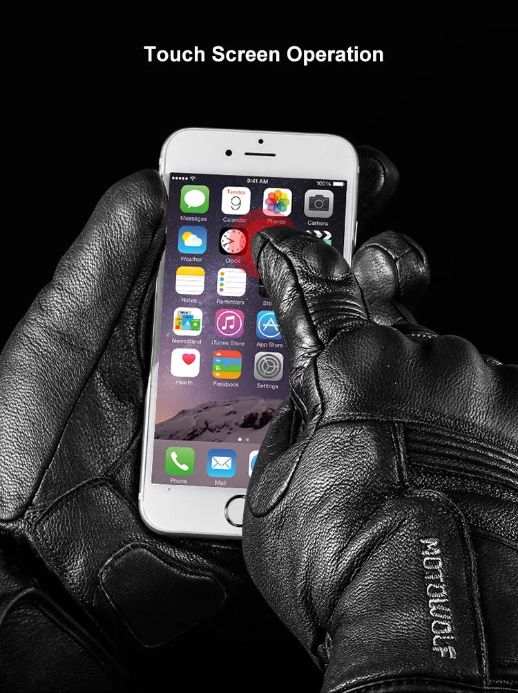 Men or women Premium Leather Waterproof Motorcycle Winter Gloves Unisex Warm Thermal Protection cycling snow skiing