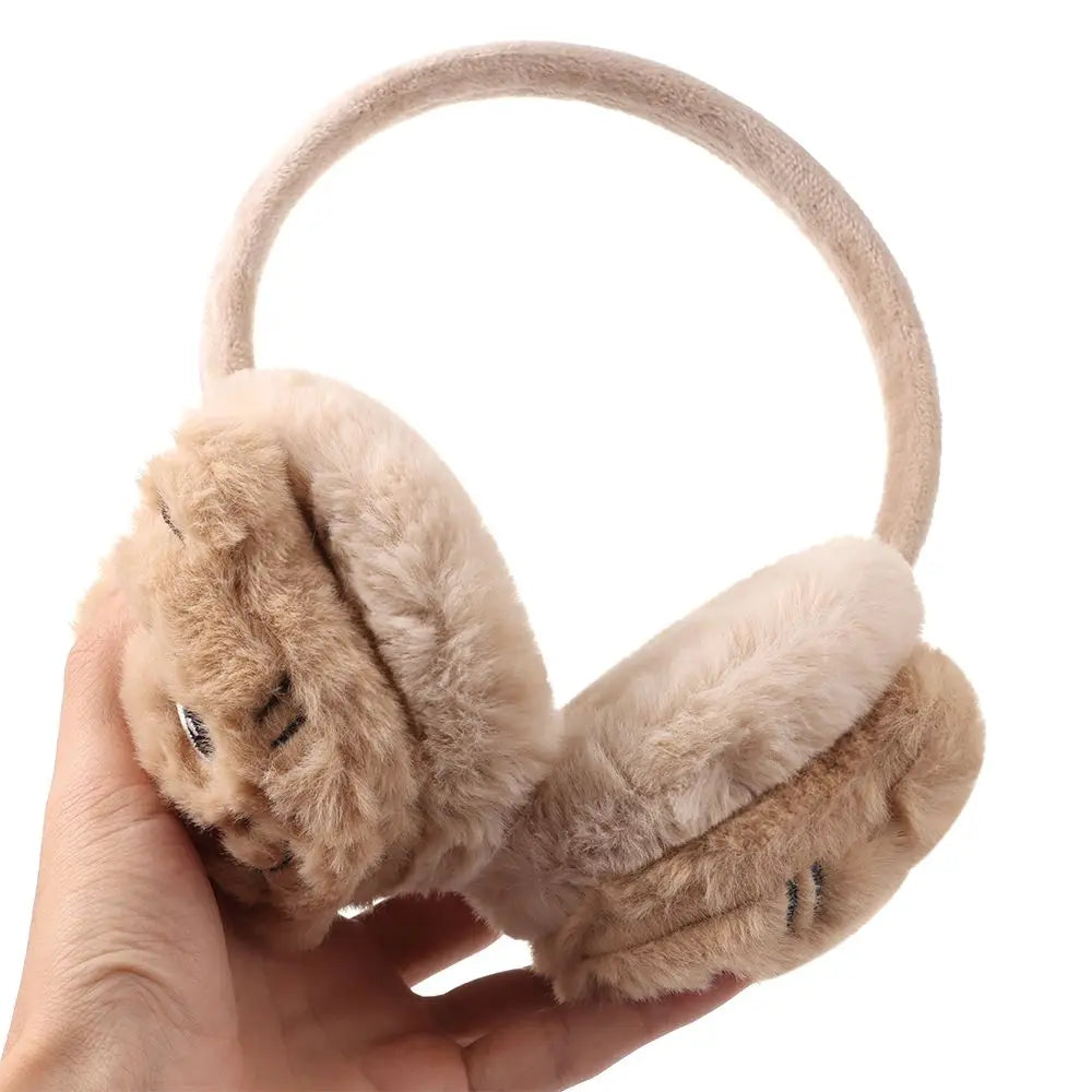 Cozy elegance tiger-themed plush ear warmer earmuffs for women and girls - cartoon cute, soft, and fluffy winter accessories