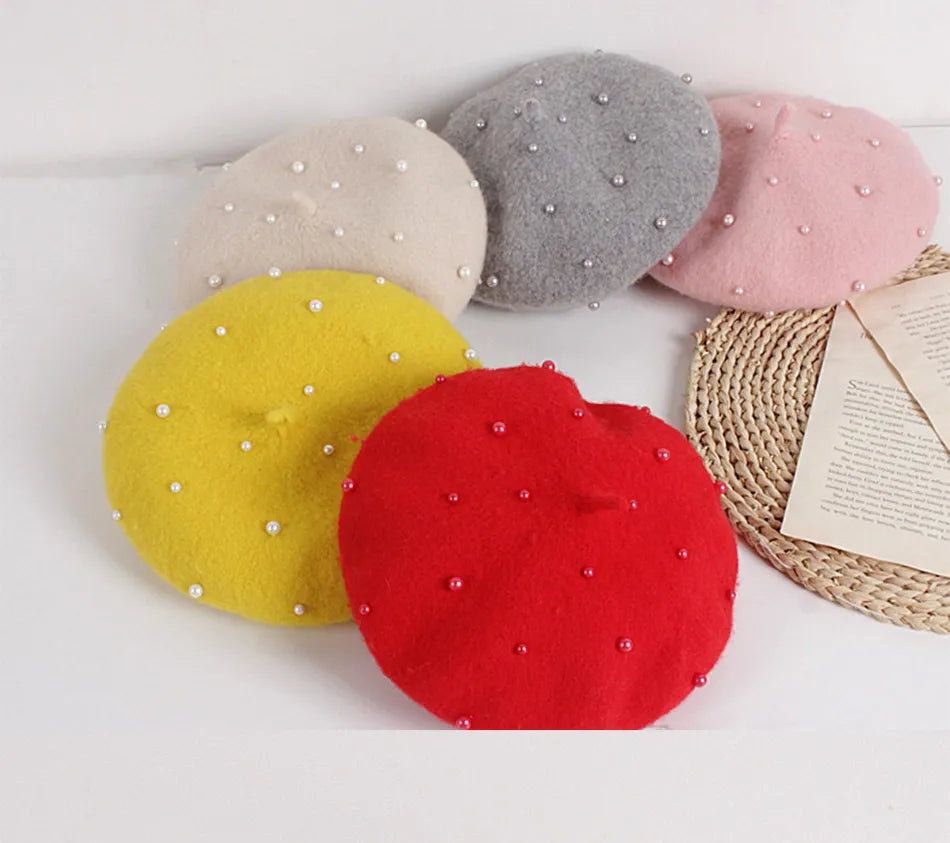 Princess cute lovely pearl baby beret for girls (Kids) - Stylish Beanies for all seasons