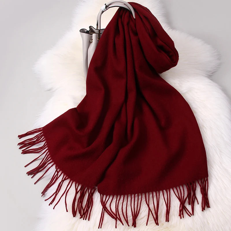 Elegant pure Wool Scarf / Pashmina with Tassels
