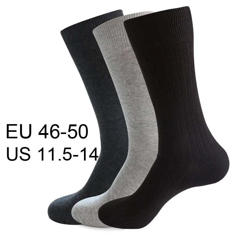 High-quality 5 pairs set combo cotton long men Dress Socks classic formal business are available in plus Large Sizes EU 46-50