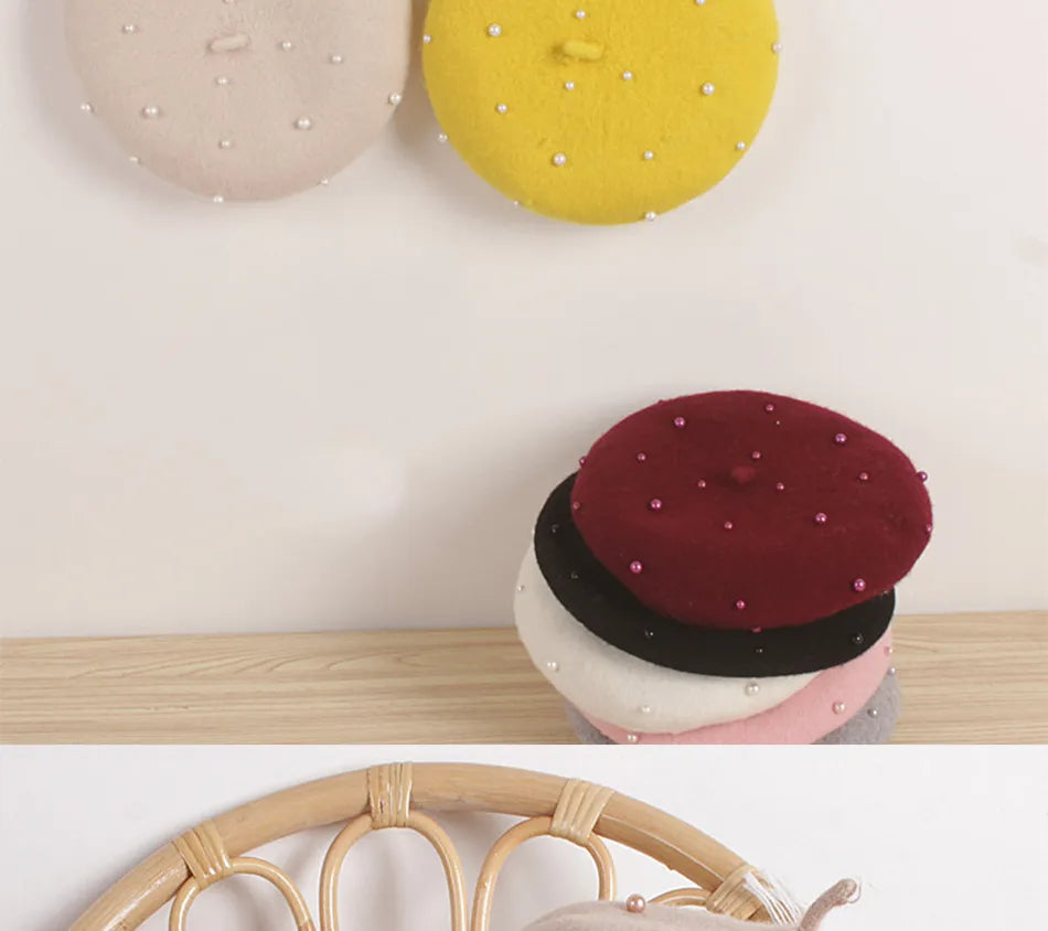 Princess cute lovely pearl baby beret for girls (Kids) - Stylish Beanies for all seasons