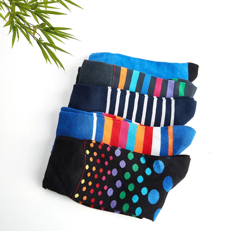 5 Paar bunte, weiche, atmungsaktive Herrensocken aus Bambusmischung