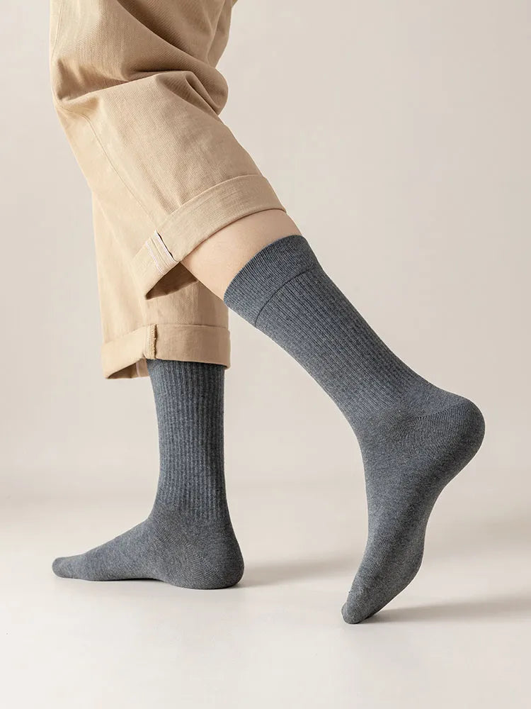 5 Pairs of Men's Thick Cotton Vertical Striped Long Socks business or trendy casual
