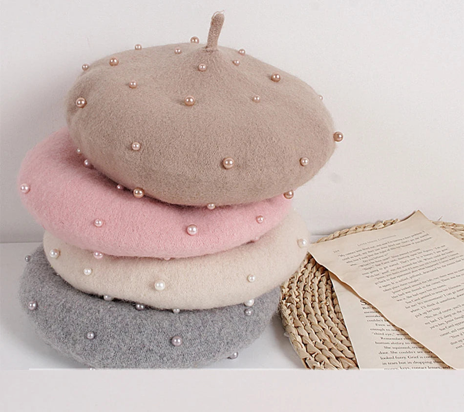 Princess cute lovely pearl baby beret for girls (Kids) - Stylish Beanies for all seasons