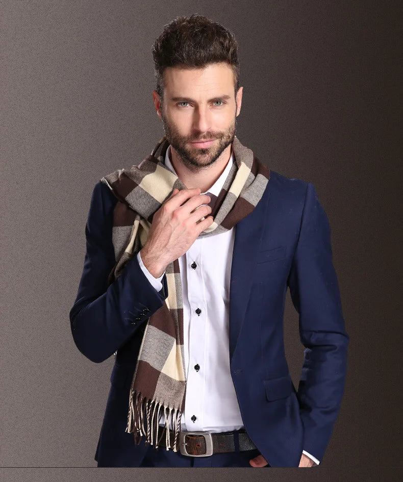 High quality fashion elegant shawl scarves men for extra winter warmth scarf for business cotton wraps