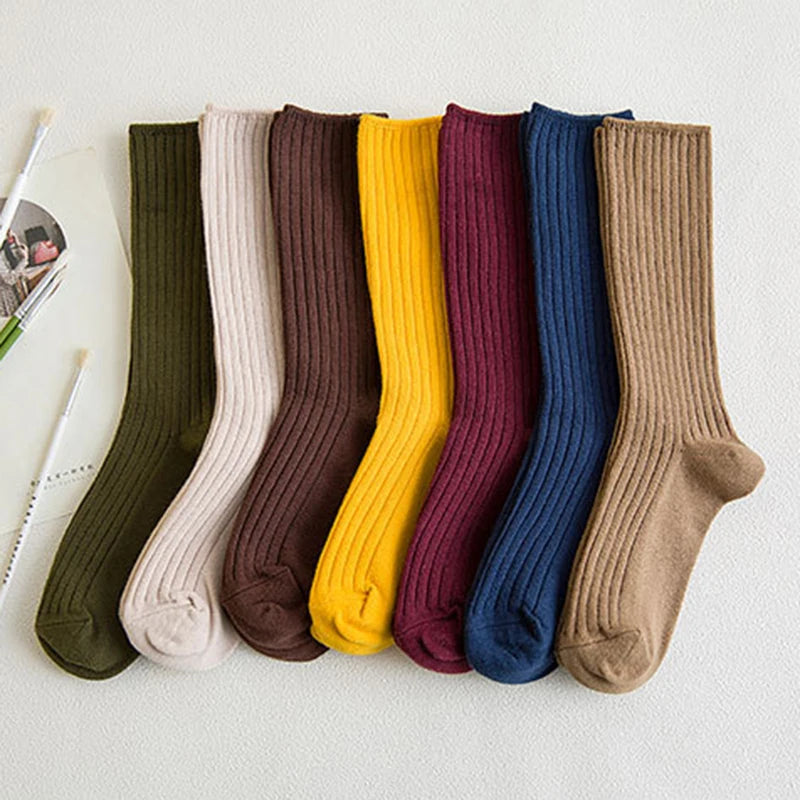 Cozy Retro Long Cotton Socks: Winter Essentials