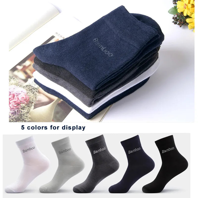 Men's Bamboo Crew Socks, Ideal for Business & Casual Wear, High-Quality 10 pairs per pack