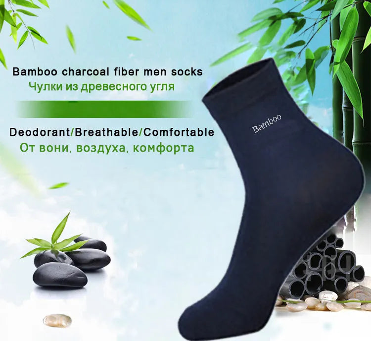 Men's Bamboo Crew Socks, Ideal for Business & Casual Wear, High-Quality 10 pairs per pack